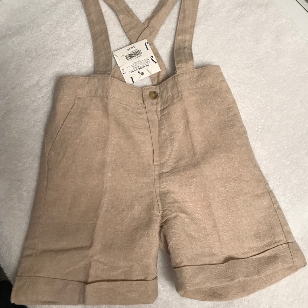 Janie and jack tan suspender short size 18-24
